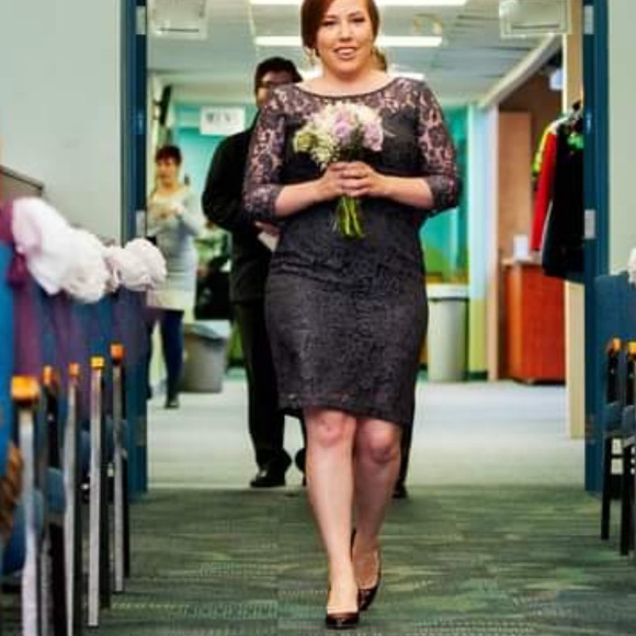 Grey Lace Dress with Built in Slip - Picture 8 of 9